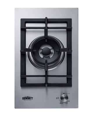 Summit , 12-Inch-Wide Single Burner Gas Cooktop, Stainless Steel with Sealed Burners, Cast Iron Grates, Wok Ring, NG/LPG Conversion Kit, Flame Failure Protection, Easy to Clean