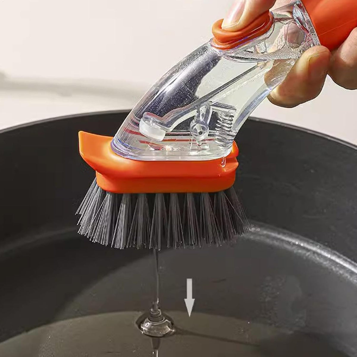 Splash-Proof Press Pot Brush - Multi-Functional Household Dormitory Kitchen Brushes (Red by Generic – Acrylonitrile Butadiene Styrene (ABS), Orange, Model AHN254200