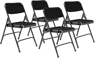 National Public Seating National Public Seat Home Office Decorative Premium All-Steel Folding Chair Black - 4 Pack