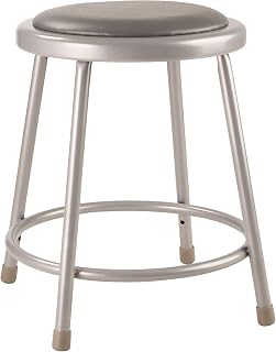National Public Seating 6418 Steel Stool with 18" Vinyl Upholstered Seat, Grey