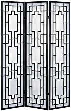 FurniFact Natural 3-Panel Wood Room Divider, Folding Privacy Screen, Fabric Panels, Contemporary Style, 70 Inch Tall, Freestanding