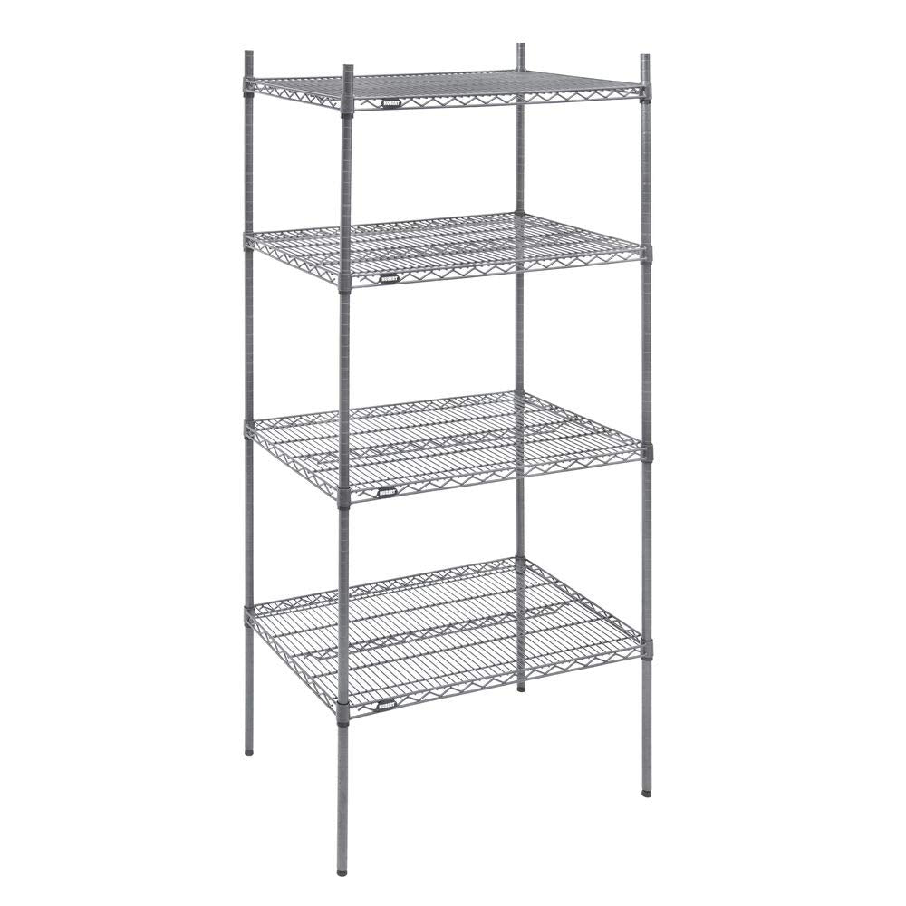 Shelving Unit with 4 Shelves Grey - 36" L x 24" W x 74" H by HUBERT – Alloy Steel, Flint, Model K2436-4F