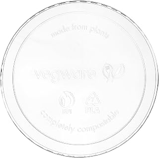 Vegware VDC-120H Compostable Clear Round Deli Container Lids, Case of 500, PLA Renewable Plant Based Plastic, Fits (8-32oz) Containers, Reuseable, Meal Prep Food Storage Lids