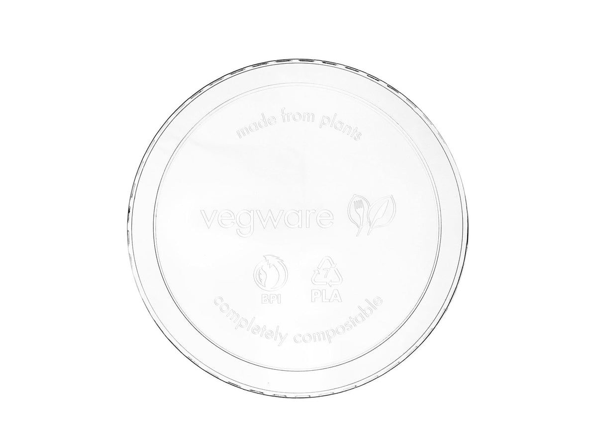 Compostable Clear Round Deli Container Lids by Vegware – 8-32oz, Plastic, Clear, Pack of 500, Model VDC-120H