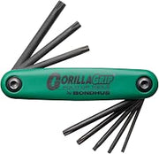 Bondhus 12638 GorillaGrip Set of 8 Tamper Resistant Star Fold-up Keys, sizes TR9-TR40