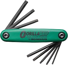 Bondhus 12638 GorillaGrip Set of 8 Tamper Resistant Star Fold-up Keys, sizes TR9-TR40