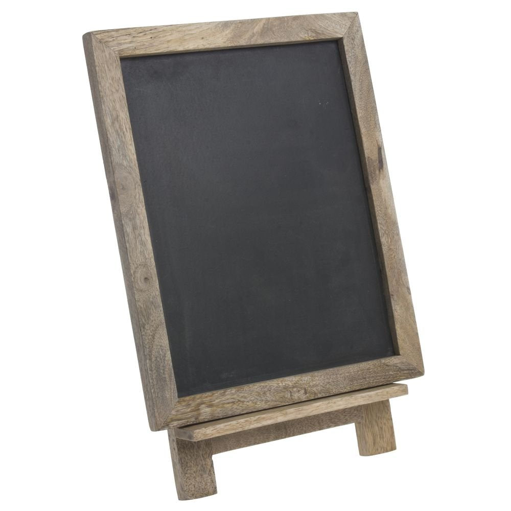 Chalkboard Sign with Easel Natural Mango Wood - 12" L x 6" W x 11 3/4" H by HUBERT – Wood, Brown, Model 79404