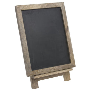 Chalkboard Sign with Easel Natural Mango Wood - 12" L x 6" W x 11 3/4" H by HUBERT – Wood, Brown, Model 79404