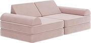 Flash Furniture Kids Play Couch, 6-Piece, 56", Blush | Modular Foam, Removable Covers, Convertible, Kids Sectional