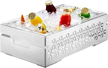 Rosseto SM259 Iris Multi-Chef Chafing Base, Stamped Brushed Stainless Steel, Grey
