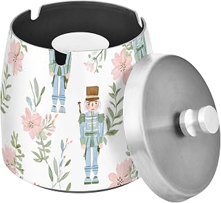 Watercolor Nutcracker Flower Splash Ashtray with Lid, Outdoor Ashtrays for Patio
