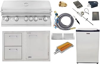 Lion BBQ Direct Premium 7-Piece 40" Natural Gas Grilling Set: Ready-to-Use with Included Hoses, Vent, & Searing burner