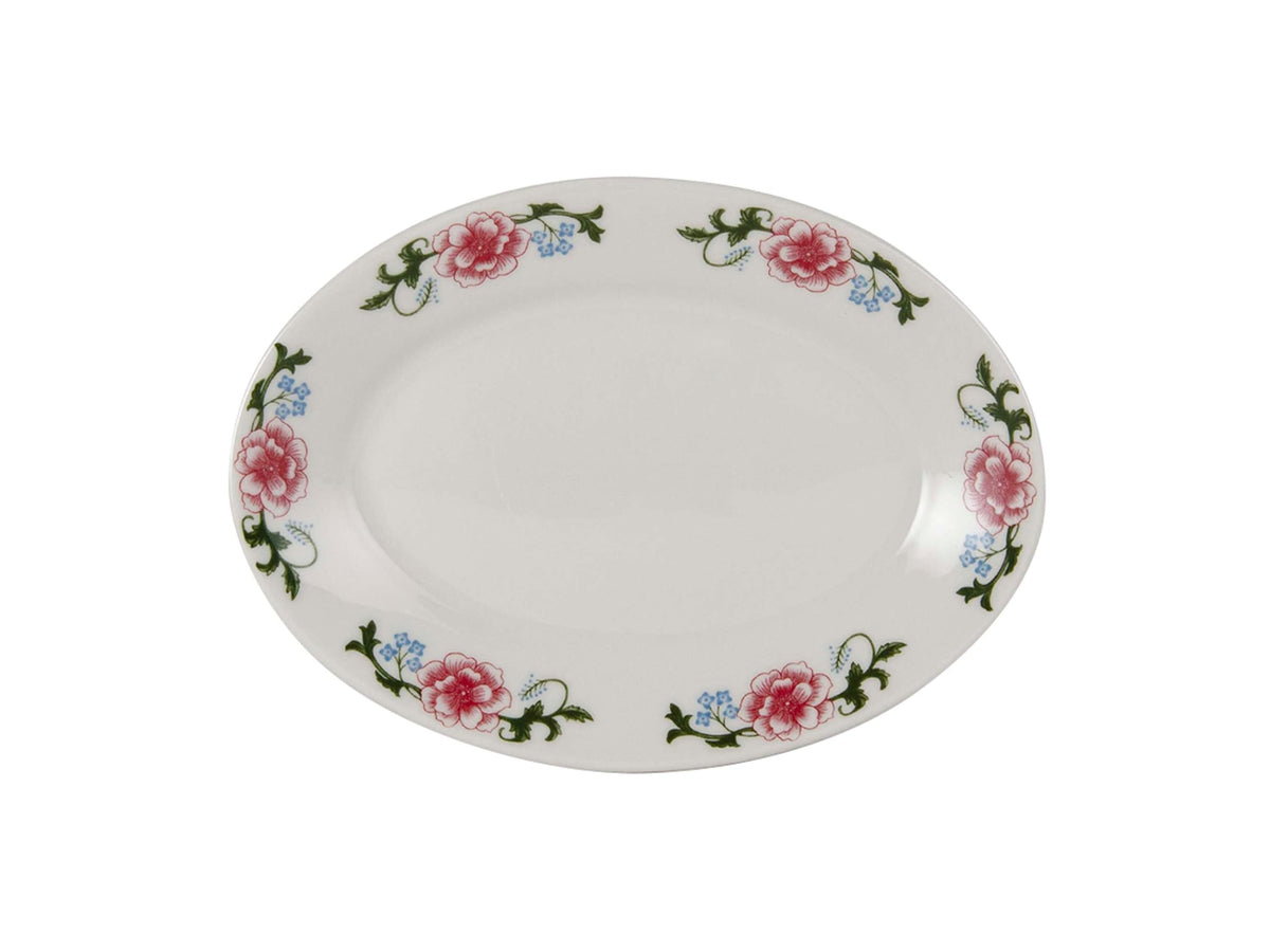 Western Rose Eggshell Western Rose Floral Rolled Edge 9-3/8-Inch Oval Platter by Tuxton – Eggshell/Western Rose