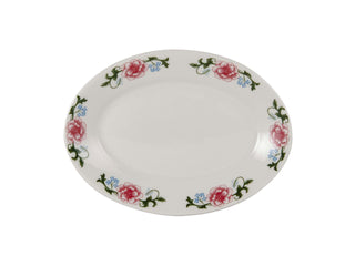 Western Rose Eggshell Western Rose Floral Rolled Edge 9-3/8-Inch Oval Platter by Tuxton – Eggshell/Western Rose