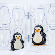 Penguin Hinged Polycarbonate Chocolate Mold by Martellato – 3.13" x 2.97" x 4.49"H, Plastic, Translucent, Model 21SR110G