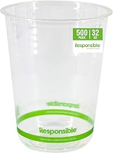 Responsible Products 32 oz Clear Round Deli Container, Certified Compostable and Made from 100% American Biobased Materials, No-PFAS Added & BPA-Free (500 Count)