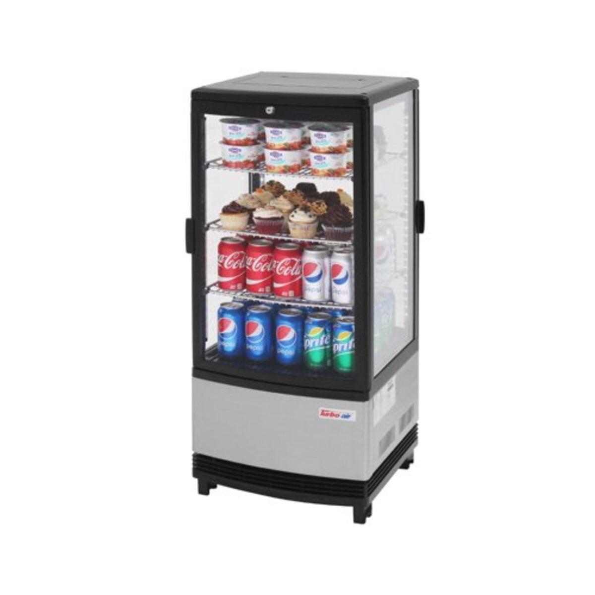 TurboAir Countertop Diamond Glass Merchandiser by Turbo Air – 3 cu.ft., 3.0 cubic_feet, Glass, Black, Model CRT-77-2R-N