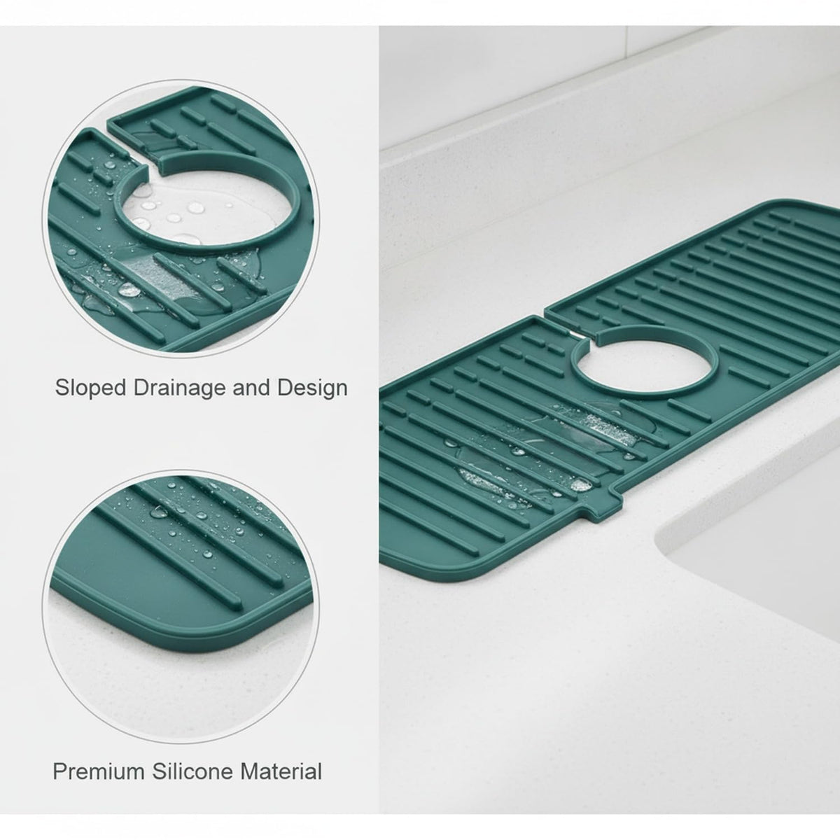 Silicone Splash Guard Mat by Generic – 13.78 x 5.71 x 0.59 in, Silicone, Green, Model J2026K08W16A0810120Z5TIJ