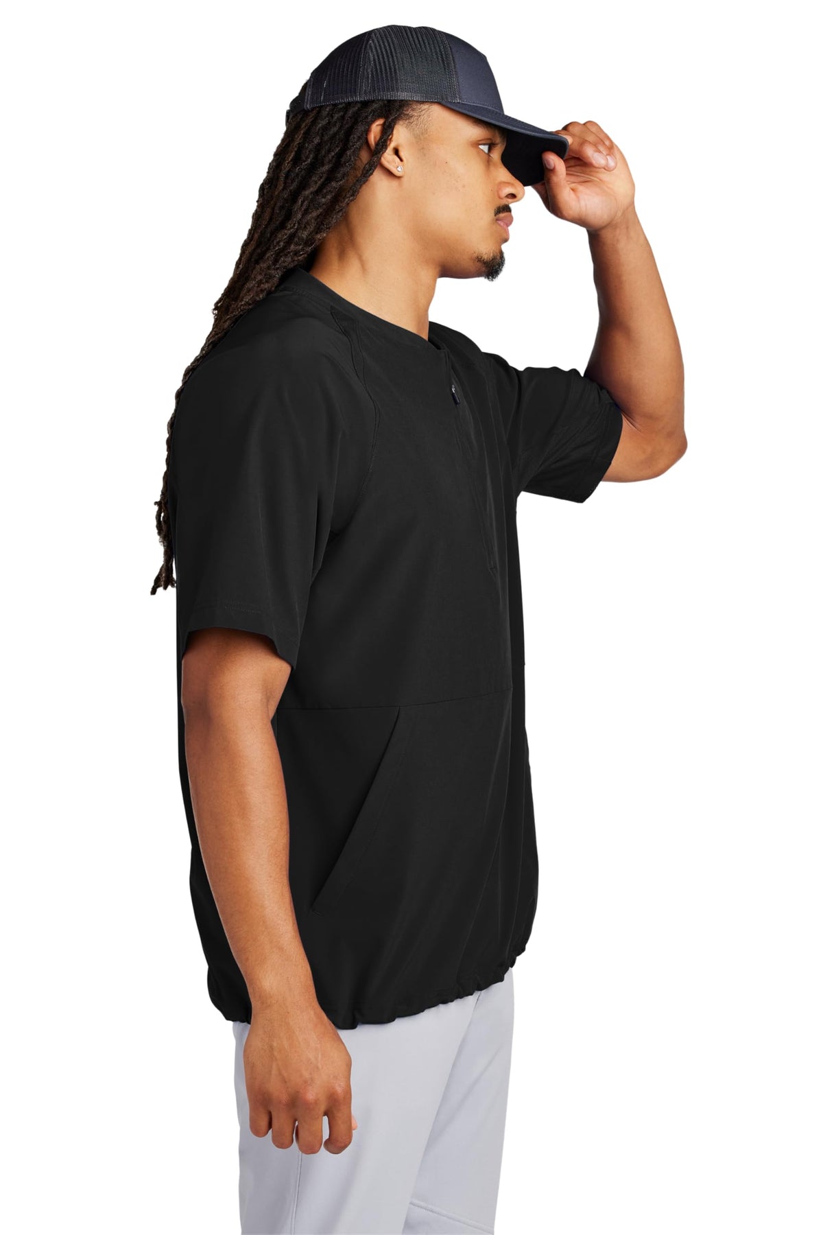 Unisex Repeat Half Zip Short Sleeve Jacket by SPORT-TEK – 4X-Large, Black, Model 2292811