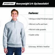 Unisex Super Heavyweight Quarter Zip Pullover Sweatshirt Black by SPORT-TEK – 3X-Large, Cotton, Black, Model 906862