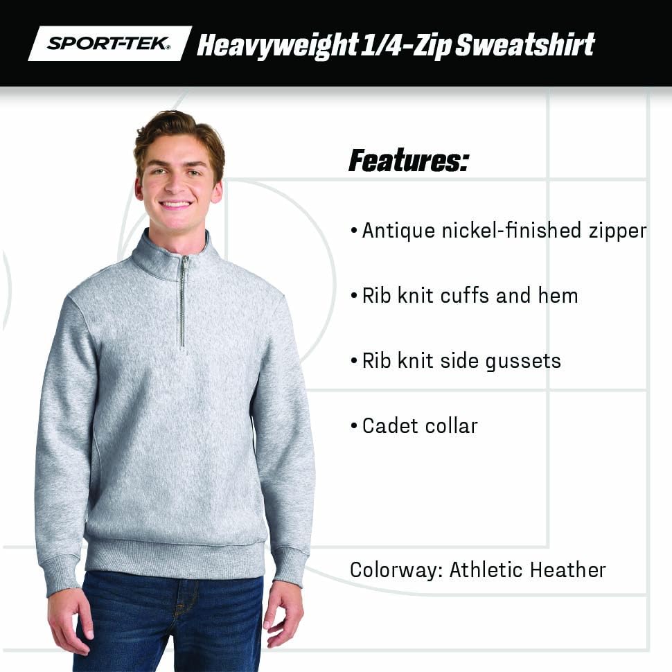 Unisex Super Heavyweight Quarter Zip Pullover Sweatshirt Black by SPORT-TEK – 3X-Large, Cotton, Black, Model 906862