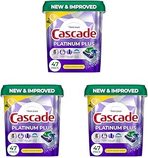Cascade Platinum Plus Dishwasher Pods, Dishwasher Detergent, Dish Detergent Soap, Lemon, 47 Count (Pack of 3)