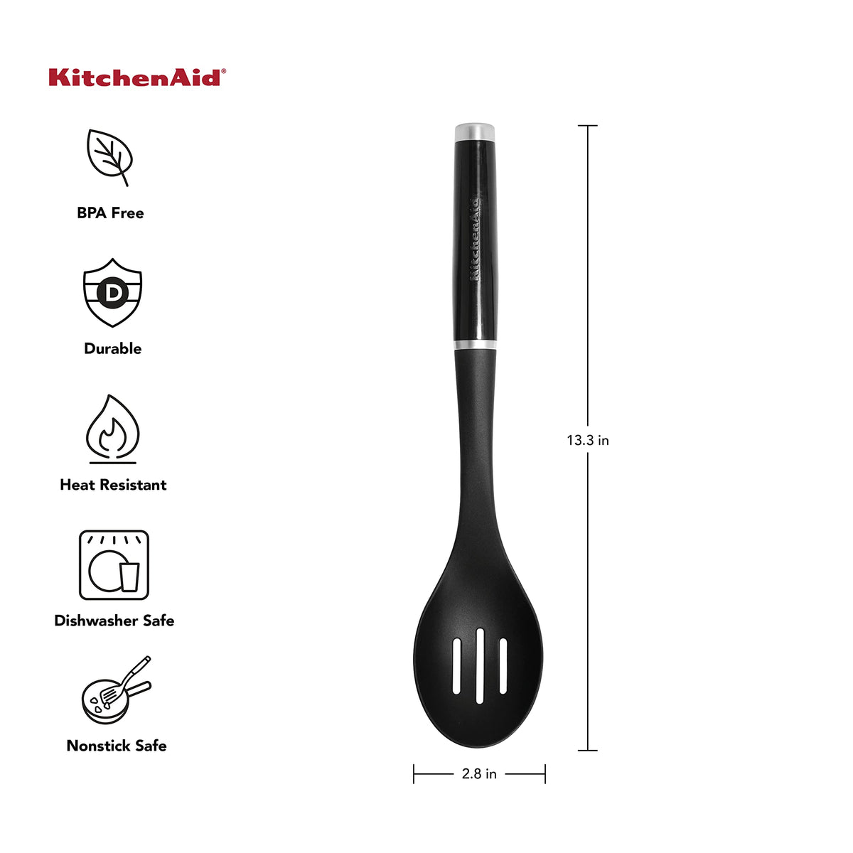 Classic Slotted Spoon by KitchenAid – One Size, Plastic, Black 2, Model KE004OHOBA