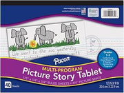 Pacon Multi-Program Picture Story Handwriting Paper Tablet, Ruled Long, 9" x 12", 40 Sheets/Tablet, Case of 24 Tablets