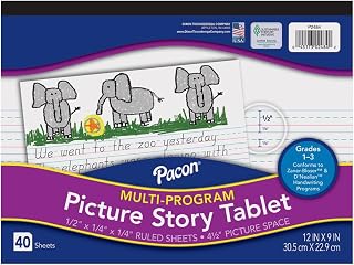 Pacon Multi-Program Picture Story Handwriting Paper Tablet, Ruled Long, 9" x 12", 40 Sheets/Tablet, Case of 24 Tablets