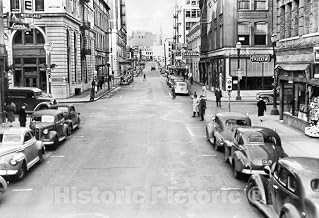 Restored Black & White Photo - Historic Portland, Oregon - Downtown Oak Street, c1937-12in x 08in