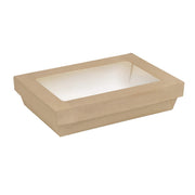 PacknWood 210KARECB2215 - Pastry Box with Window - Rectangular Cardboard Box with Window - Kraft Brown boxes - Kraft Dessert 
