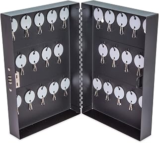 CONTROLTEK Combination Lockable Key Cabinet, 28-Key, Metal, Black, 7.75 x 3.25 x 11.5