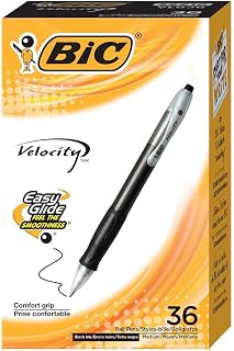 BIC Velocity Retractable Ball Pen, Medium Point (1.0mm), Black, 36-Count- Pack of 12