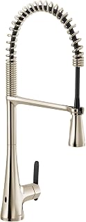 Moen Sinema Polished Nickel Single-Handle Touchless High Arc Pulldown Kitchen Faucet, Spring Kitchen Sink Faucet with Pulldown Sprayer Head and Wave Motion Sensor, S5235EWNL