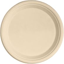 Responsible Products 10 inch Round Plates, Tree-Less™ Compostable Molded Fiber Round Plates, Extra Strength, Tree-Free and Made Without PFAS, Natural Brown (500 Count)
