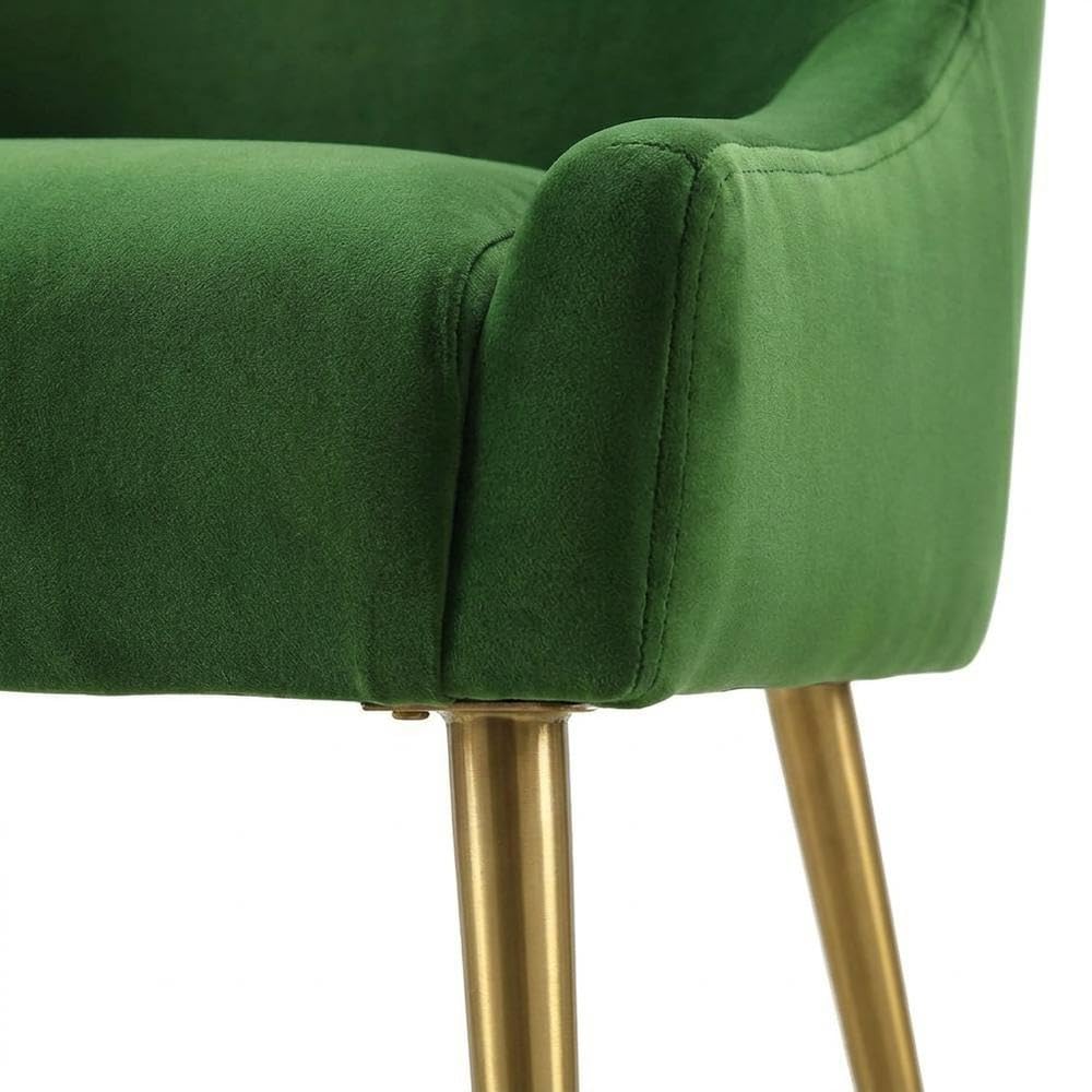 Velvet-Upholstered Side Chair with Gold Stainless Steel Legs by Starlight Canyon Home – Velvet, Green