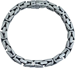 Sterling Silver 7MM Silver King Chain, Box Lock King Chain Bracelet, Solid Silver Chain Bracelet