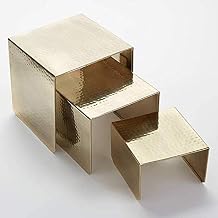 American Metalcraft RHG1 Hammered Gold Risers, Set of 3