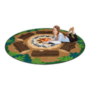 Campfire Fun 5'4" Round Area Rug in Color Multi by Joy Carpets – 5'4" (Round), Nylon, Multi Color, Model 2015H