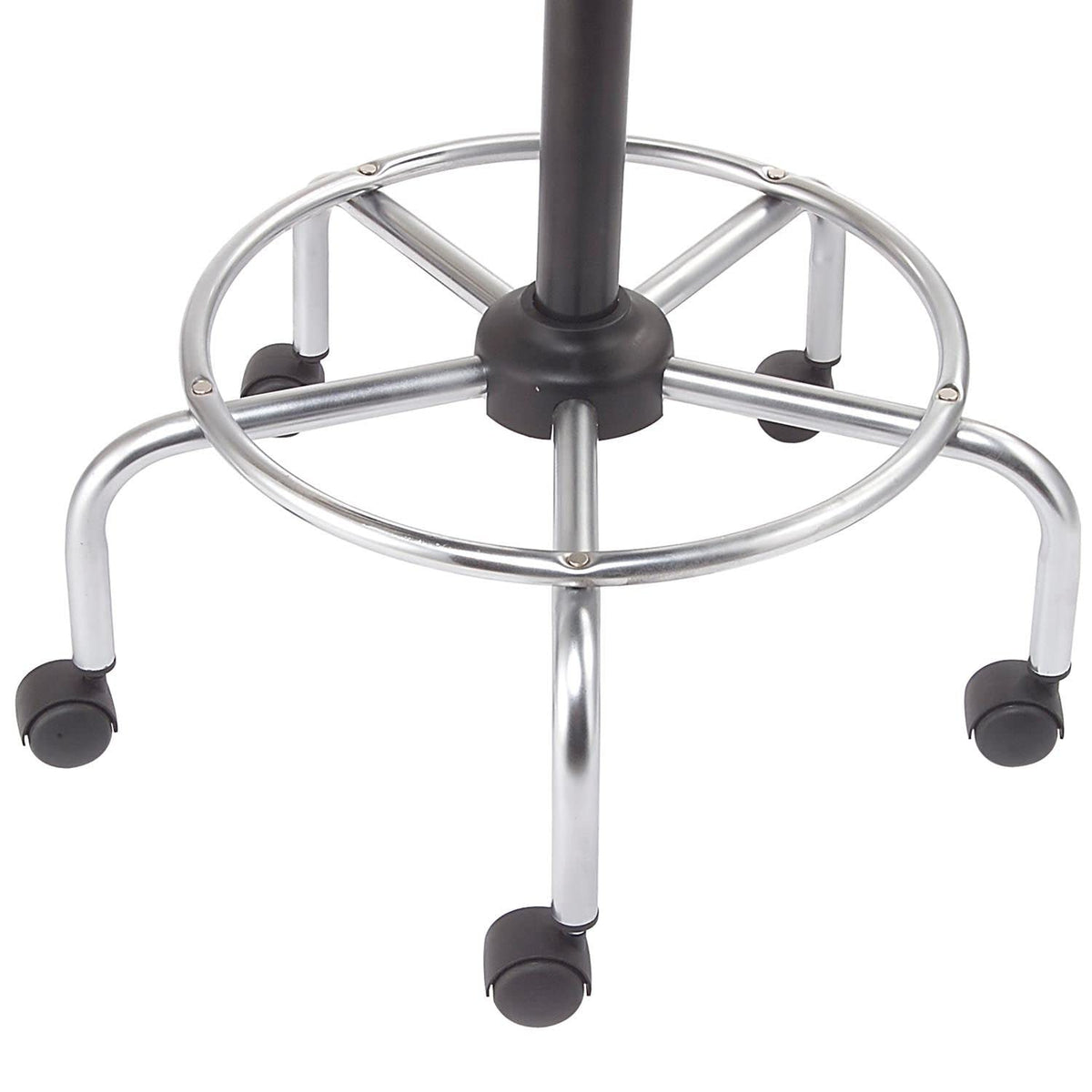 4 Way Adjustable Stool with Chrome Base by Global Industrial – 23.5"W x 24"L x 9"H, chrome, Black, Model A203TC