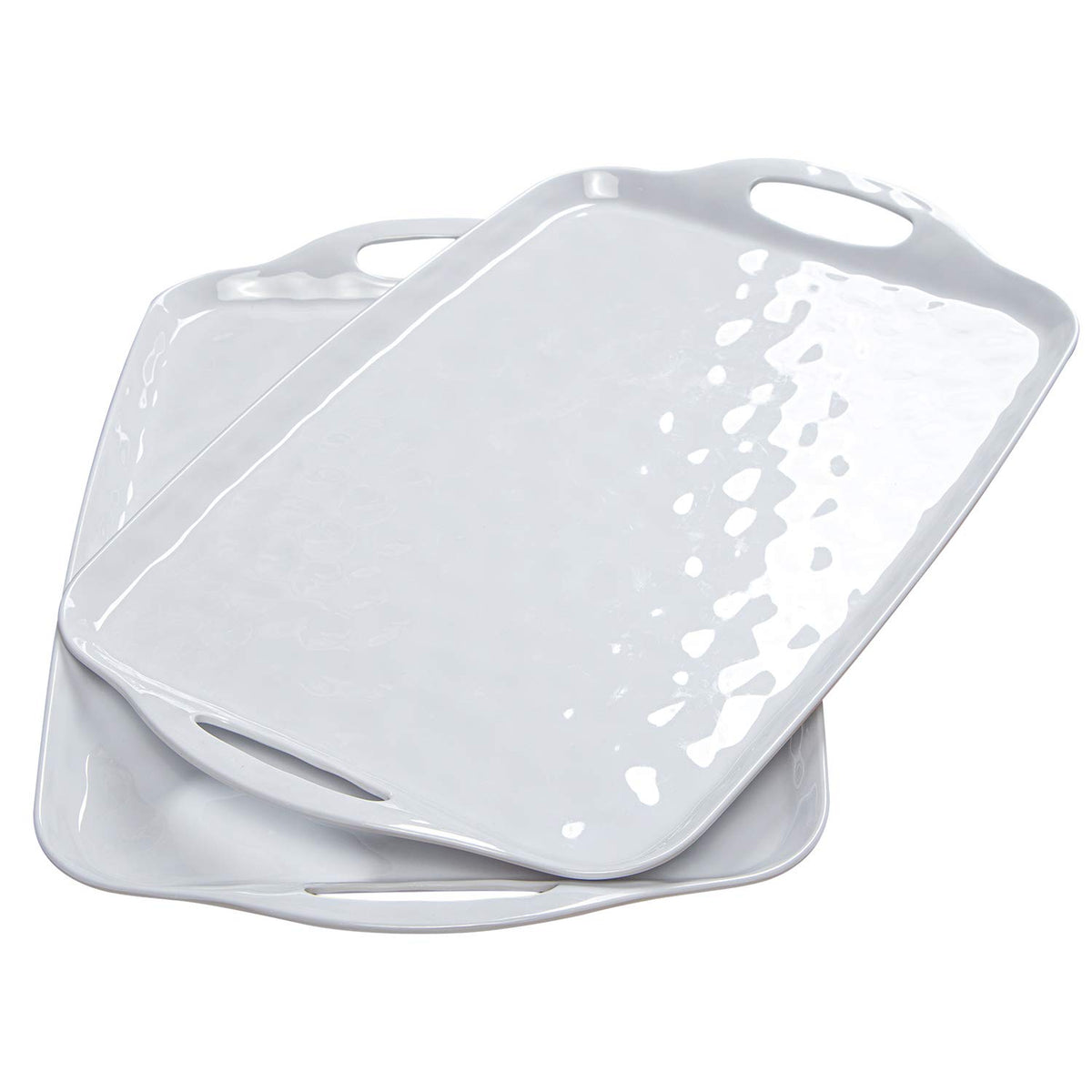 TP Melamine Serving Platters, 19 x 12 Inch Rectangular, Set of 2, Pure White