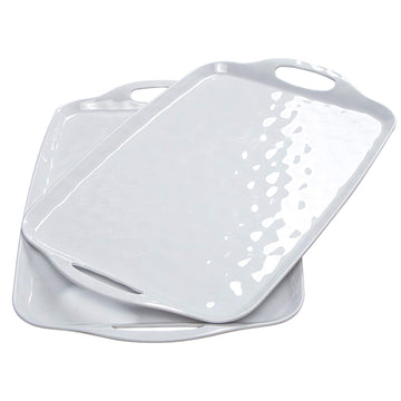 TP Melamine Serving Platters, 19 x 12 Inch Rectangular, Set of 2, Pure White