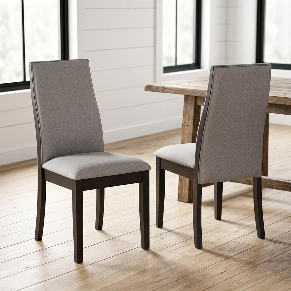 Polyester Upholstered Dining Chairs Set of by Furnifact – Upholstered, Grey, Pack of 2