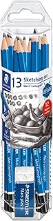 STAEDTLER Mars Lumograph 13pc Drawing Pencils & Eraser Set: 12 Hardness Grades 8B-2H, Mars Plastic Eraser, Pre-sharpened, Art Supplies for Drawing, Shading, Drafting & Illustrating, All Skill Levels