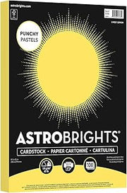 Astrobrights Punchy Pastel Cardstock, 8.5" x 11", 65 lb. Lively Lemon, 100 Sheets (91785)