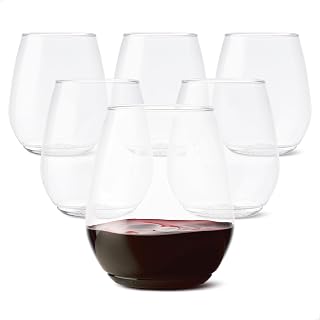 TOSSWARE POP 18oz Stemless Wine Glass Set of 48, Premium Quality, Recyclable, Unbreakable & Crystal Clear Plastic Wine Glasses
