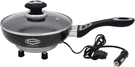 RoadPro 12V Power Supply Portable, Travel Frying Pan with Non-Stick Surface