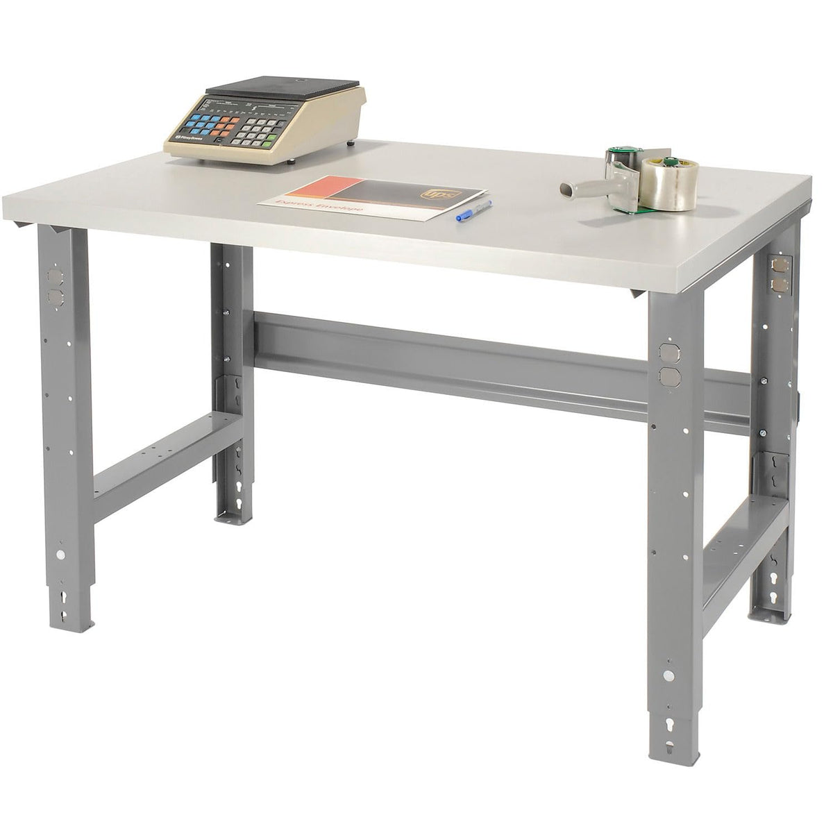 Adjustable Height Workbench C-Channel Leg by Global Industrial – 30"L x 60"W x 4"H, Steel, Gray, Model 601421
