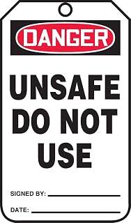 Accuform MDT191PTM RP-Plastic Safety Tag, Legend "Danger Unsafe Do Not Use", 5.75" x 3.25", Red/Black on White (Pack of 5)