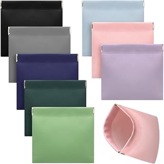 8 Pieces Lambskin Pocket Cosmetic Bag Cute Small Portable Makeup for Purse Pouch Mini Pu Leather Waterproof Makeover Travel Storage Toiletry Women (Stylish Color)